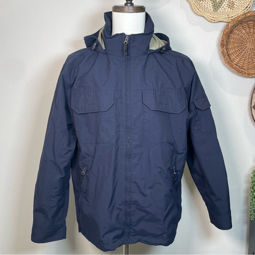 Eddie Bauer Weatheredge Navy Blue Wind Waterproof Rain Nylon Jacket Mens Size M